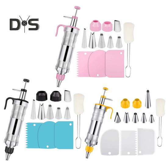 13 ks sada na zdobení dortů z nerezové oceli, stroj na výrobu sušenek, lis na sušenky, opakovaně použitelná sada na zdobení polevy na dorty a muffiny.