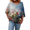 Summer Tops For Women Cute V Neck 3/4 Sleeve Blouses Floral Print Top Casual Shirts