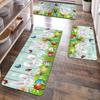 1Pcs Easter Themed Kitchen Mat Soft  Cute Bunny Egg And Wood Grain Print Kitchen Floor Mat Waterproof Non-slip Oil-proof Floor Mat Runner Rug
