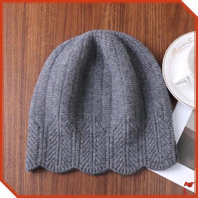 Versatile Pure Wool Knitted Beanie - French Openwork Design, Warm Ear and Head Protection