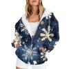Women's Christmas Printed Sweatshirt  Winter Long Sleeve Cardigan Jacket With Pockets Zipper Hoodie Outerwear