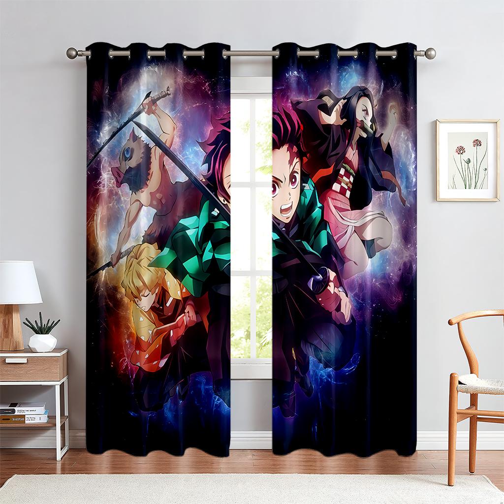 3D Cartoon Anime Character Curtains Children's Favorite Bedroom Decor Anime Curtains 2 Panels Boy Girl Room Den Window Decor