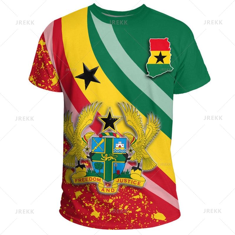 Ghana Nationa IndependenceDay 3D Printed T Shirt The Republic-of Ghana Emblem Flag Graphic Tee-shirts For Men Mens Clothing Tops