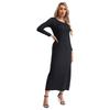 Damen Unifarbene Islamische Arabische Kleider Rundhalsausschnitt Langarm Muslimische Gebets-Langgewänder Locker Basic-Kleid für Freizeitkleidung