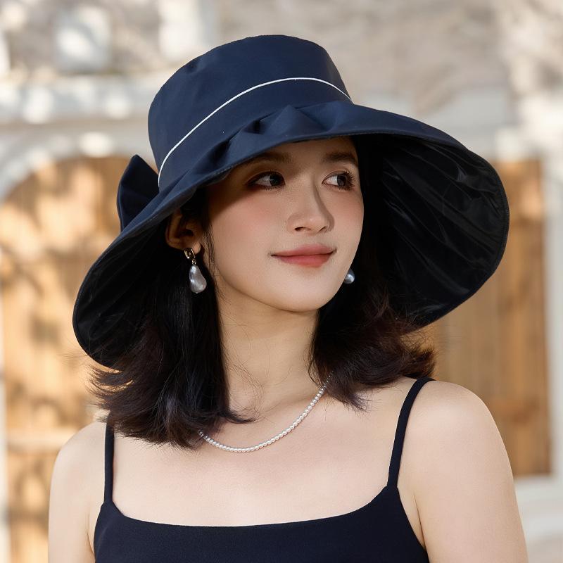 Summer New Hat Women's Sunshade Sunscreen Hat Summer Outdoor Travel UV Protection Bow Bucket Hat