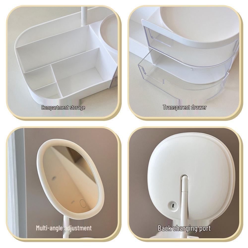 Multifunctional Makeup Organizer with Mirror and Skincare Storage