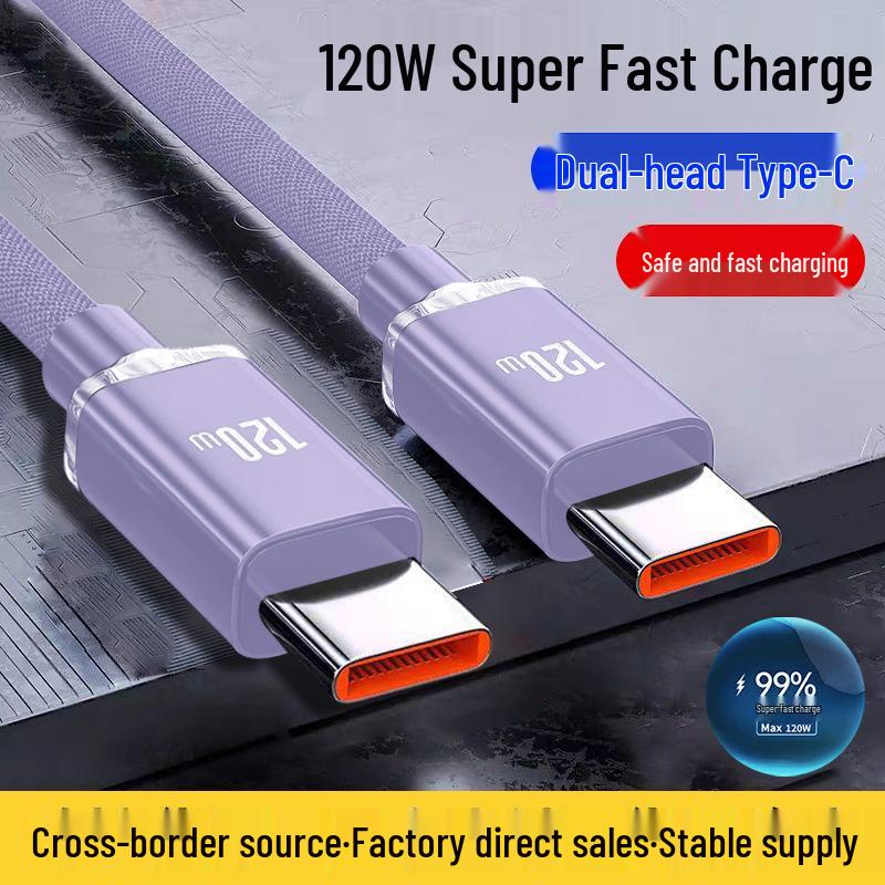Jingyao 120W Dual Type-C Fast Charging Cable for Apple 15 & Huawei Honor 6A Flash Charging