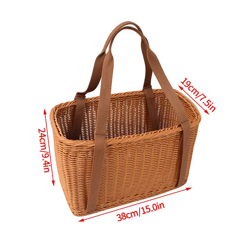 Handwoven Storage Basket Outdoor Picnic Baskets Rattan Kitchen Fruit Vegetable Bread Shopping Basket Bath Organizer with Handle