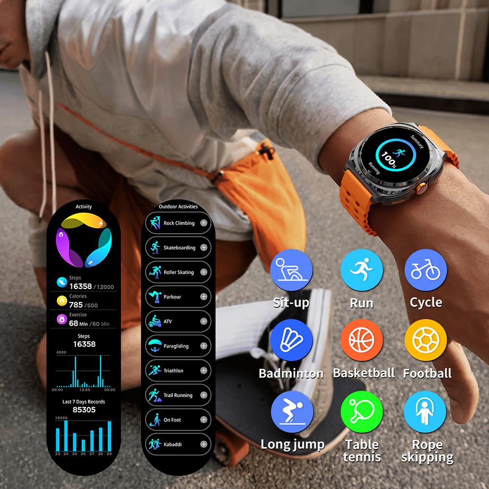 GT98 2 In 1 TWS Earphones 1.53 Inch HD Round Screen Waterproof Sport Smartwatch