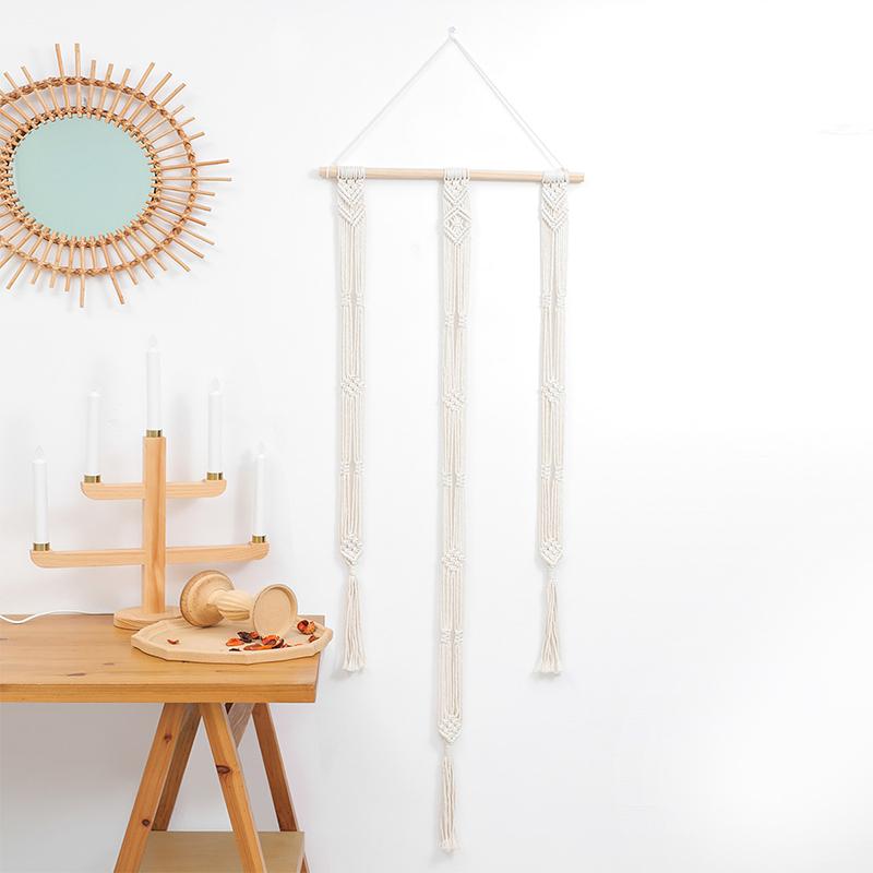 Nordic Boho Cotton Rope Hanging Hat Organizer Display Rack Cap Holder Scarf Hanger Macrame Home Wall Decor