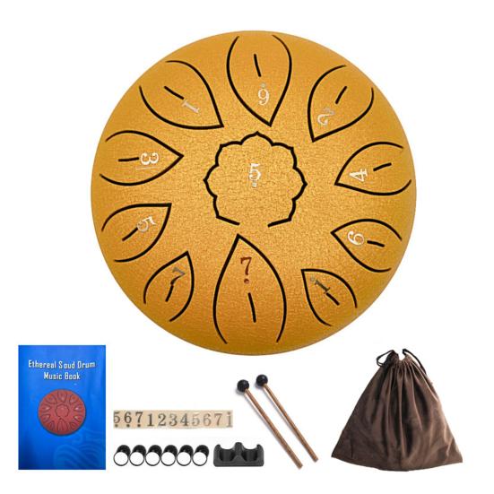 6-calowy stalowy bęben językowy z pałeczkami naklejkami z nutami stojakiem 11 nut medytacja joga terapia dźwiękiem bęben ręczny instrument perkusyjny