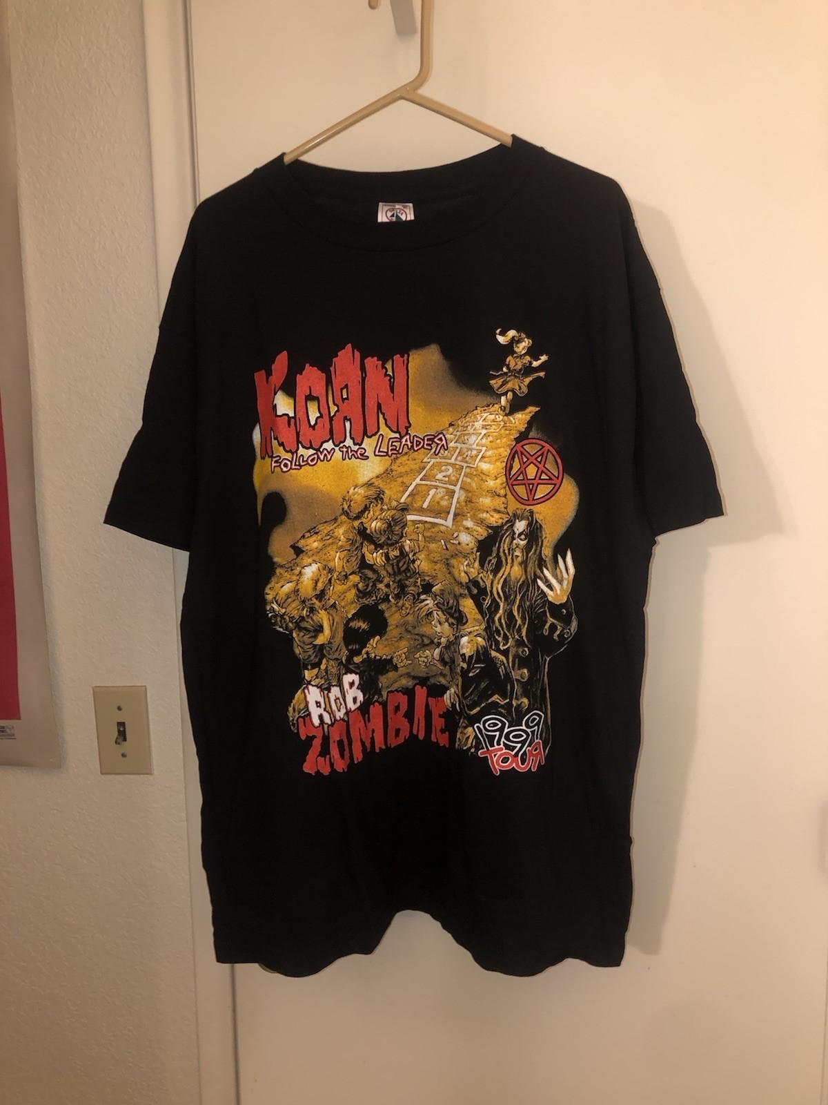 VTG 1999 Korn Rob Zombie Follow The Leader Tour Parking Lot Sz XL RARE Unisex T-Shirt XXL