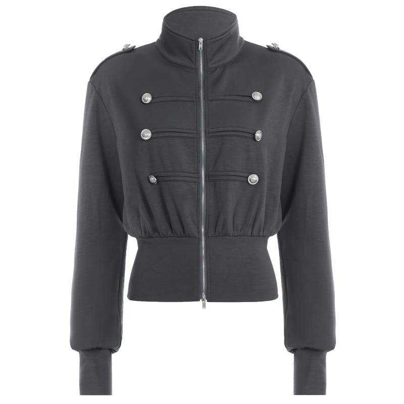 Napoleon Retro Stand Collar Doublebreasted Jacket For Casual Streetwear And Women