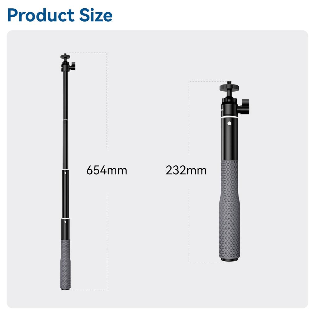 TELESIN Waterproof Divng Selfie Stick Floaty Monopod 360° Rotation Ball Head Selfie Stick for GoPro DJI Osmo Action Insta360 7
