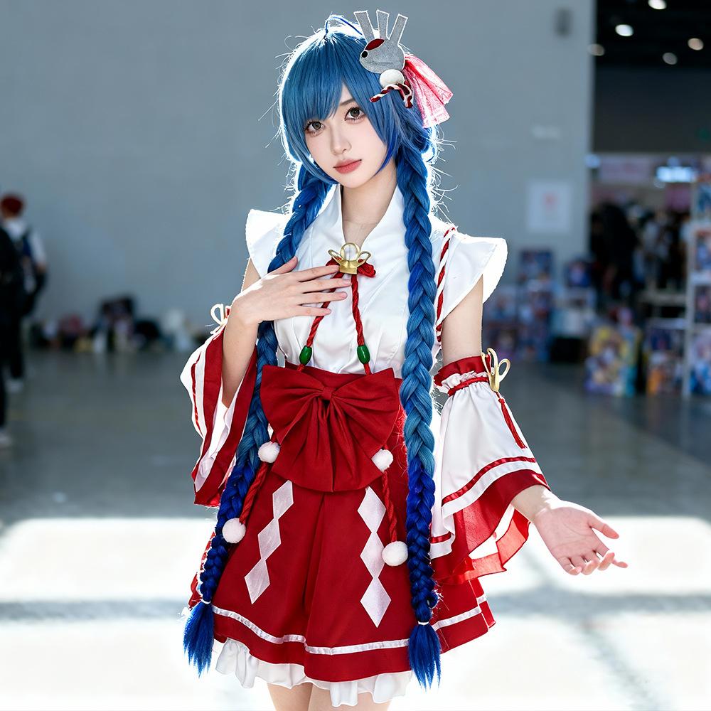 Women Anime Costumes Japanese Kimono Anime Costume Set for Women, 10-Piece Sexy Sweet Cosplay Outfit (Top+Obi+Skirt+Sleeves+Accessories)