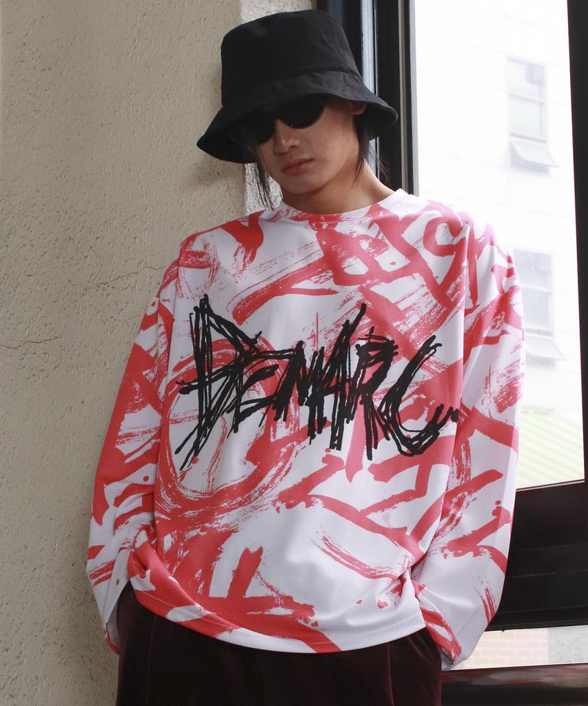 Deumakeu M Street Graffiti Logo Text Oversized T-Shirt - Red