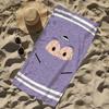 Lustiges Lila Cartoon-Gesicht Strandtuch Flachdruck Rote Augen Badetuch für Reise Poolparty Mikrofaser Dusche Geschenk