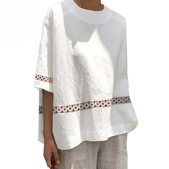 

Быстросохнущая рубашка, топ, кружевная строчка, модная однотонная хлопковая льняная летняя рубашка 4XL