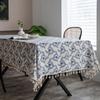 Cloth Dad Retro Cotton And Linen Wind Printing Dining Table Cloth Fringed Tablecloth Household Coffee Table Dust Cover