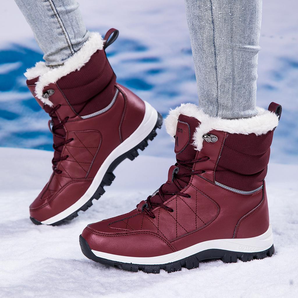 Snow boots women's outdoor travel thickened high-top cotton shoes women's medium boots winter