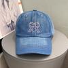 Butterfly Knot Denim Baseball Cap With Sun Protection For Casual Women