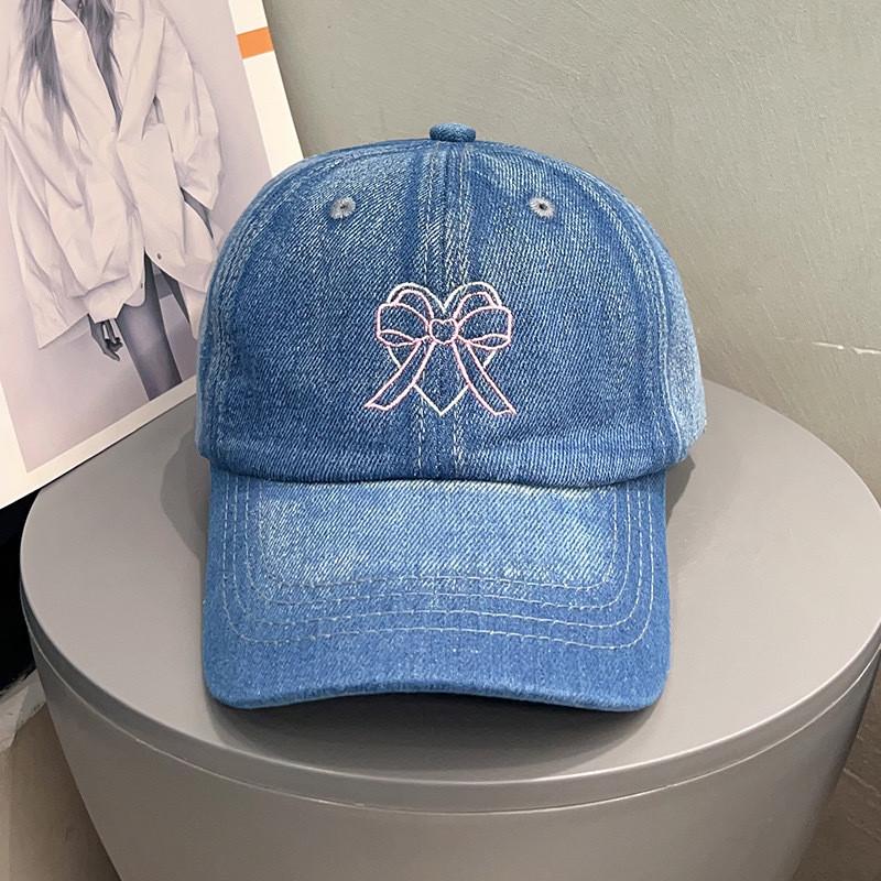 Butterfly Knot Denim Baseball Cap With Sun Protection For Casual Women