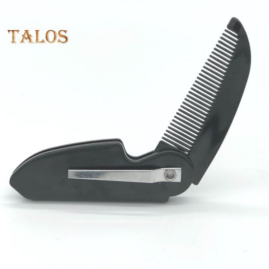 Zusammenklappbarer Schnurrbartkamm, tragbarer Bartkamm, feine Zähne, Taschenkamm aus Kunststoff, antistatisch, für unterwegs, Mini-Männer, Schnurrbart-Styling, Pflegekamm