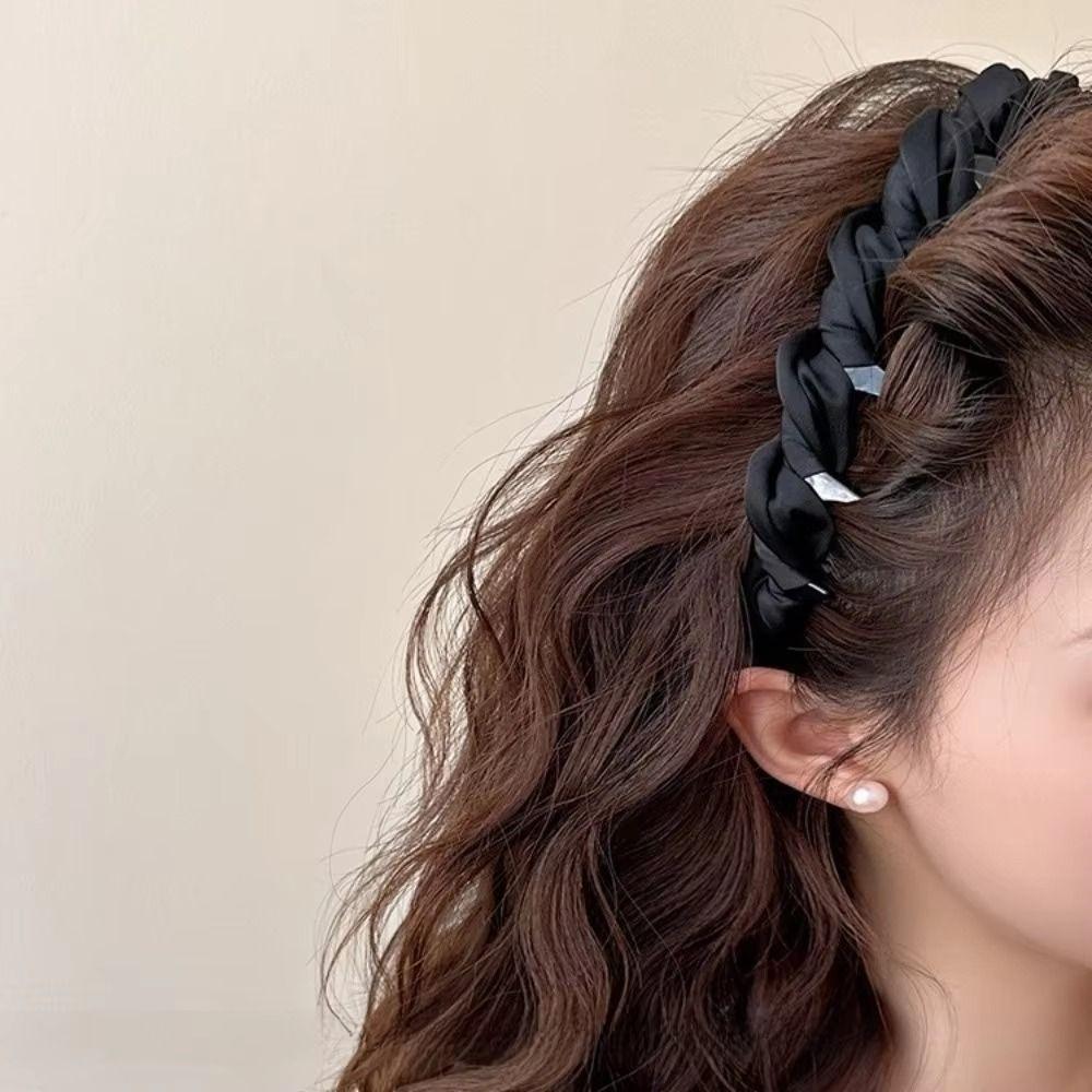 Wave Pattern Women's Satin Hairband Adjustable Toothed Headband Wrapped Hair Hoop  Hair Styling