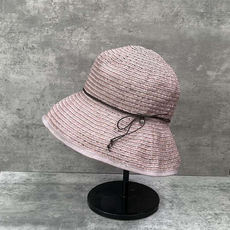 Japanische Schleife Süßer Fischerhut Damen Sommer Strand Krempe Reise Sonnenschutz Vielseitiger leichter Stoffhut