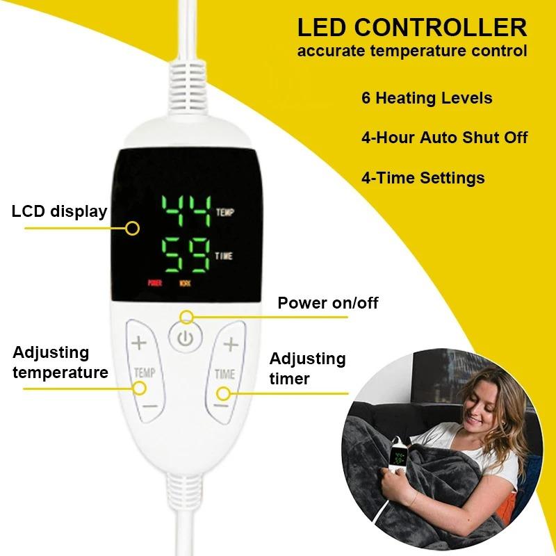 Electric Blanket Flannel Blanket Mattress Winter Machine Washable Double Layer Temperature Control Warmer Heated Throw Blanket