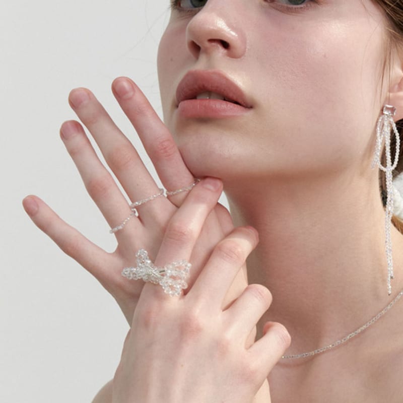 LOVE ME MONSTER Shining Beads Ribbon Ring (L241MRI010)