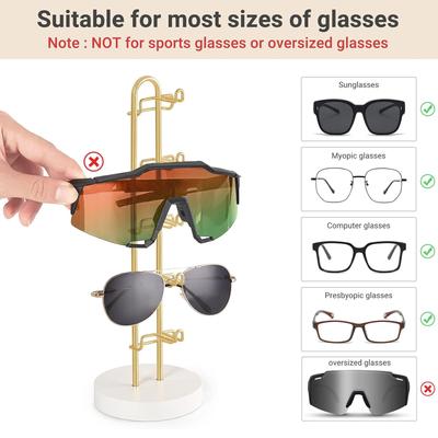 5 Tier Detachable Eyeglass Organizer Storage Holder With Wooden Base And Metal Frame For Sunglasses Display