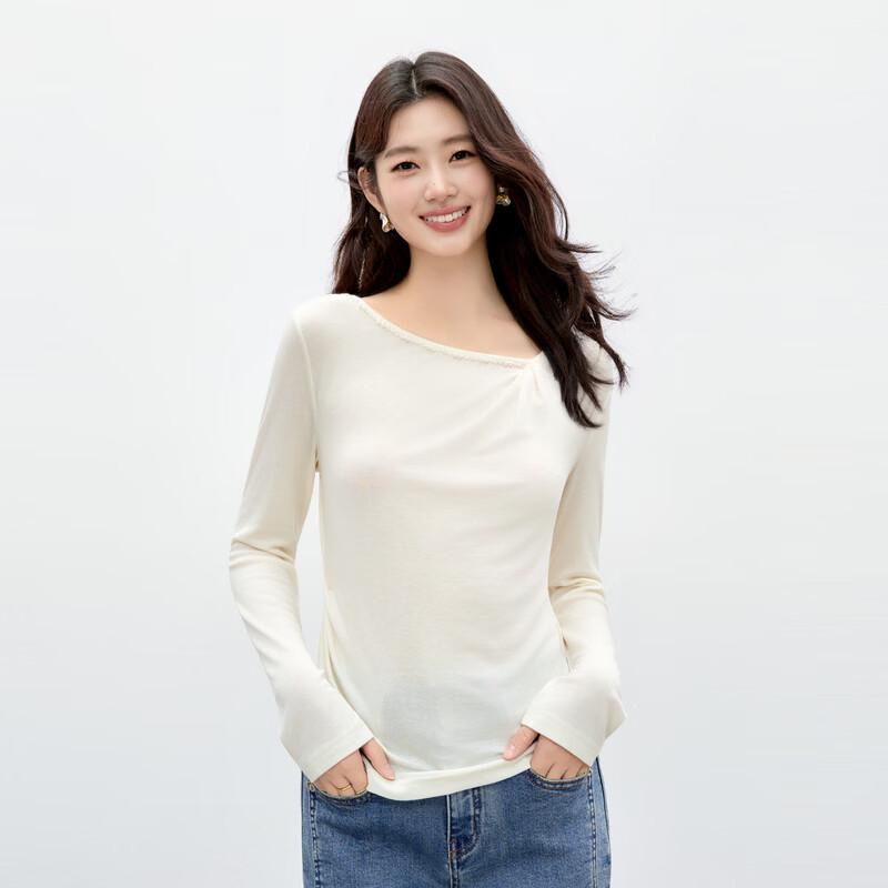 Women s Tencel Wool Pleated Beaded T-shirt S