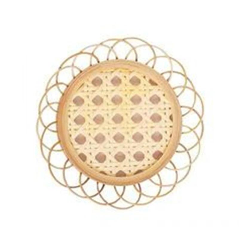 Home Decoration Natural Bamboo Woven Coaster Handwoven Rattan Cup Mat Handmade Placemat Coffee Shop Table Accessories