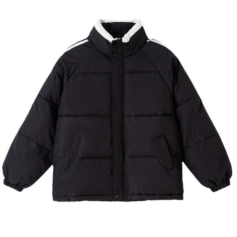 

Женская зимняя новая короткая пуховая хлопковая куртка в корейском стиле, повседневная хлопковая куртка, воротник-стойка, пальто-костюм XXL чёрный