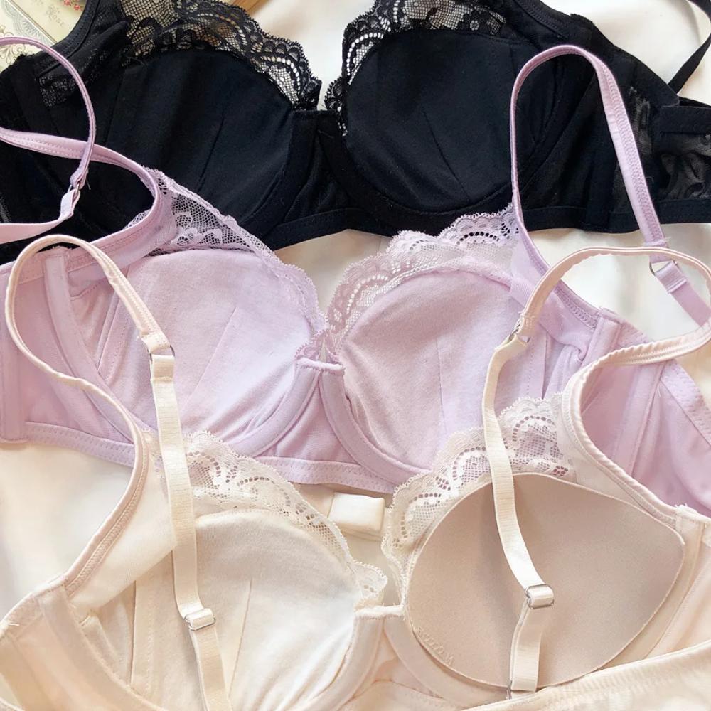 High Quality Satin Women Lingerie Set French Sexy Lace Push Up Bra Summer Thin Cup Comfort Intimates Underwear Bra Briefs Set