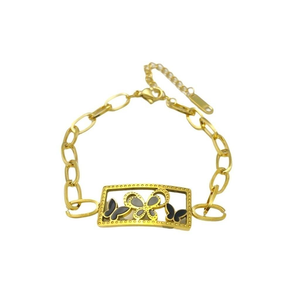 Stainless Steel Eyes Bracelet Vintage Hollow-out Butterfly Bracelet Openwork Square Bracelet  Gifts Butterfly