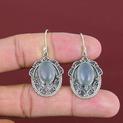 Aquamarin Ohrring Echter Edelstein Ohrring 925 Sterlingsilber Ohrring Handgefertigt Erstaunlicher Schmuck Sehr Hübscher Vintage Ohrring Geschenke Für Frauen