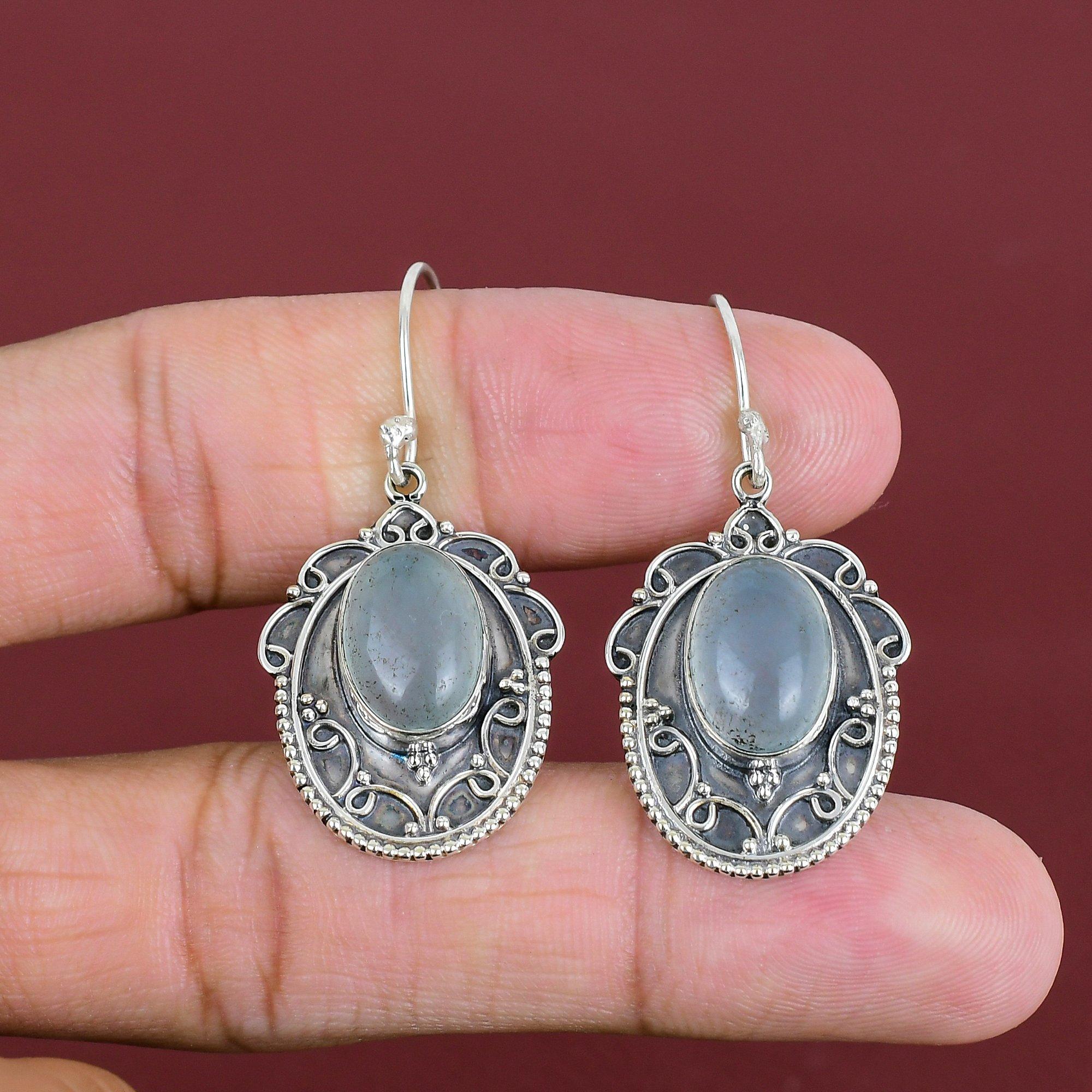 

Aquamarine Earring Genuine Gemstone Earring 925 Sterling Silver Earring Handmade Amazing Jewelry Very Pretty Vintage Earring Gifts For Women