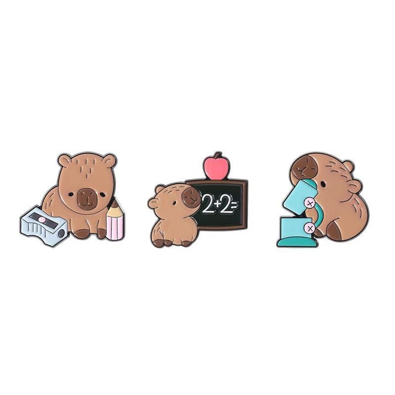 2-9pcs/set Cute Capybara Enamel Pins Creative Cartoon Animal Brooch Lapel Badge Funny Jewelry Accessories Gifts For Kids Friends