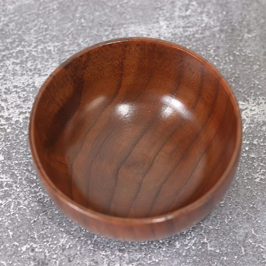 Set of 5 Wooden Soup Bowls with Hotei Handles