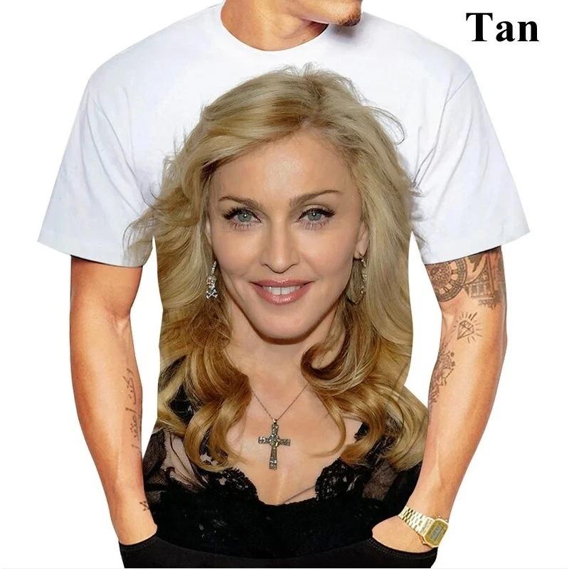 Popová zpěvačka herečka Madonna 3D potisk tričko Top Muži Ženy Móda Velká velikost Hip Hop Topy Trička Krátký rukáv Tričko Topy Ležérní