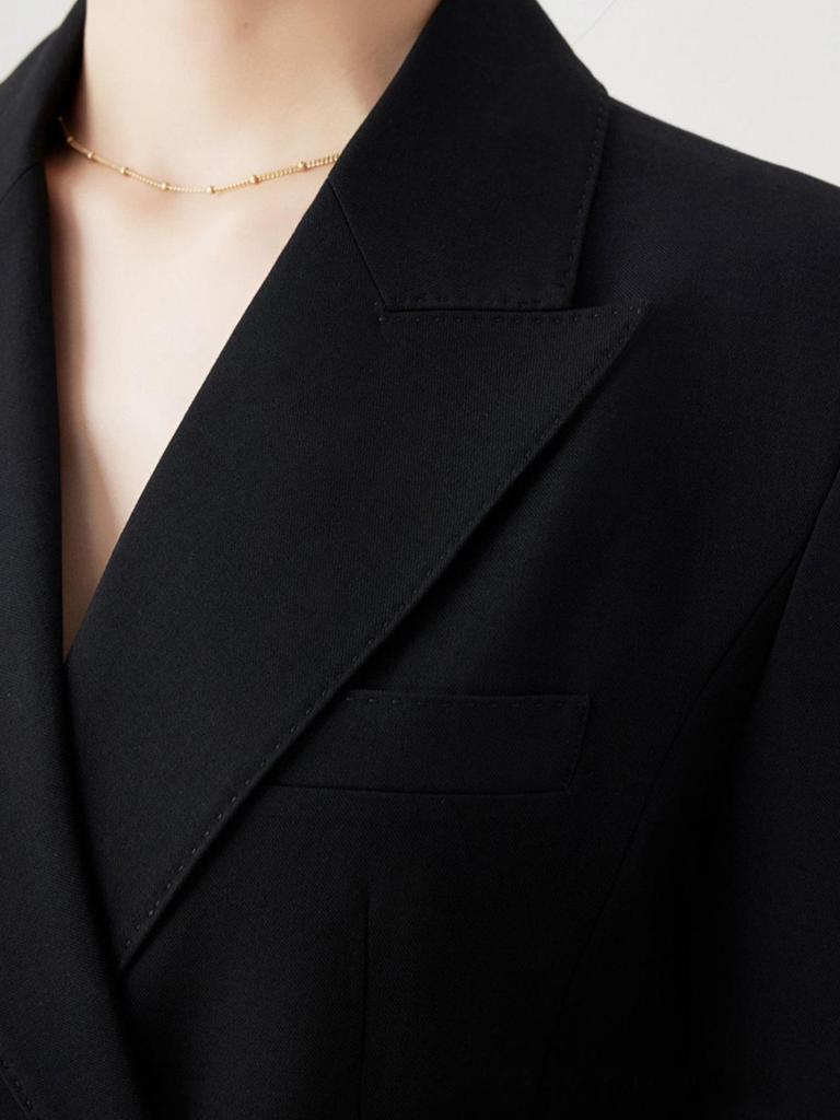 Damen High-End Tencel-Wollanzug mit Micro-Flare-Hose und Gürtel - Perfekt für formelle Kleidung im Frühling/Herbst und professionelle Umgebungen