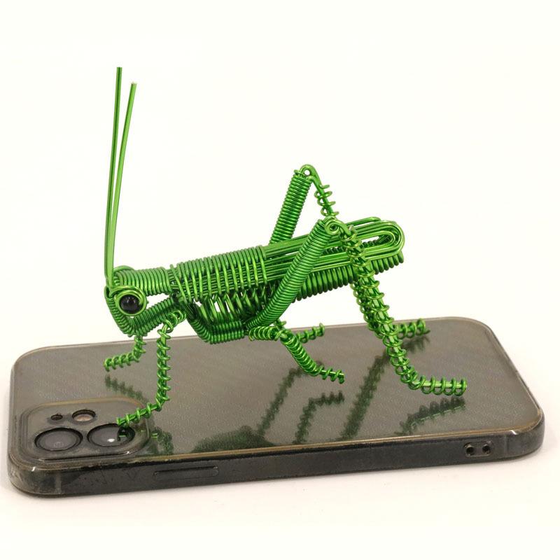 Handmade Aluminium Wire Handicrafts Simulation Insect Grasshopper Locust Mantis Model Metal Wire Braiding Craft Ornaments Statue