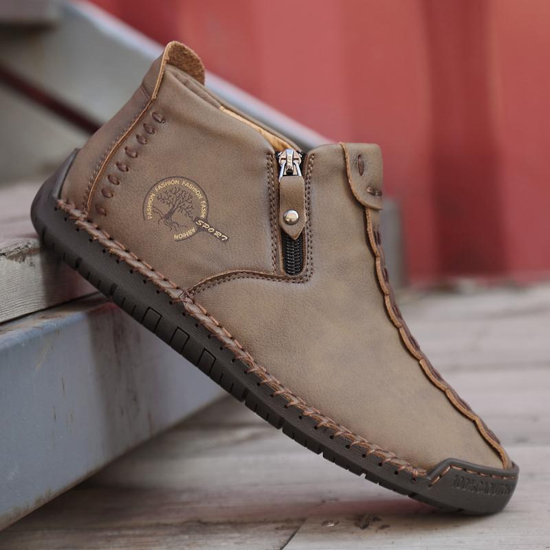 Herr Stövlar i äkta läder Mode Blixtlås Skor Läder Herr Ankelboots