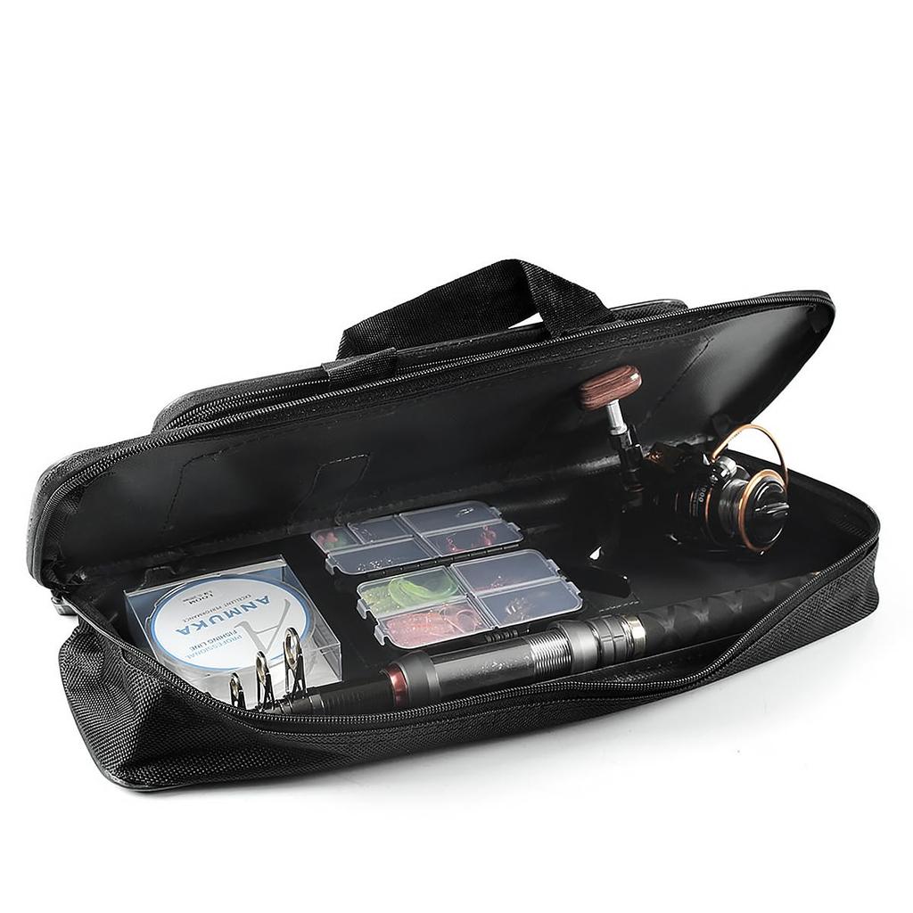 NUZAMAS Portable Fishing Bag, Steel Wire Fishing Tackle Bag, Black Fishing Tackle Tool Storage Bag, Fishing Rod Bag, Leisure Bag