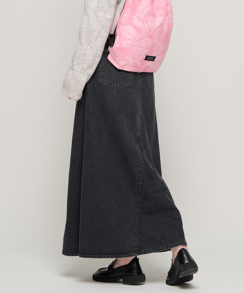 Road Road Maxi Denim Lange Rok (Zwart)