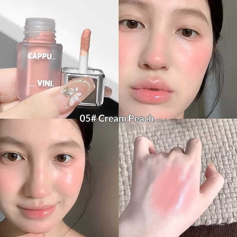 Cappuvini Matte Liquid Blush Velvet Blusher Orange Peach Face Pigment Lasting Beauty Natural Cheek Tint Cream Blush Makeup