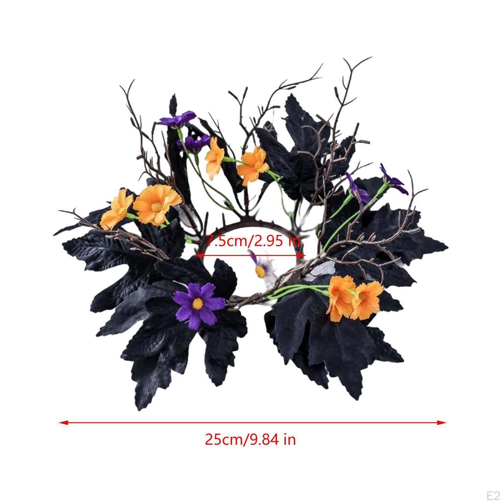 Halloween Ljusring Konstgjorda Löv Blommor Krans Bordsdekoration Café Högtid Bar