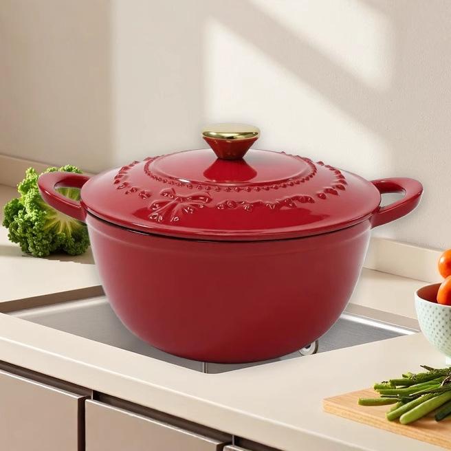 

Enameled Cast Iron Non-Stick Pot Set: Stew, Fry, Seafood, Slow Cook, Induction-Compatible. 20cm